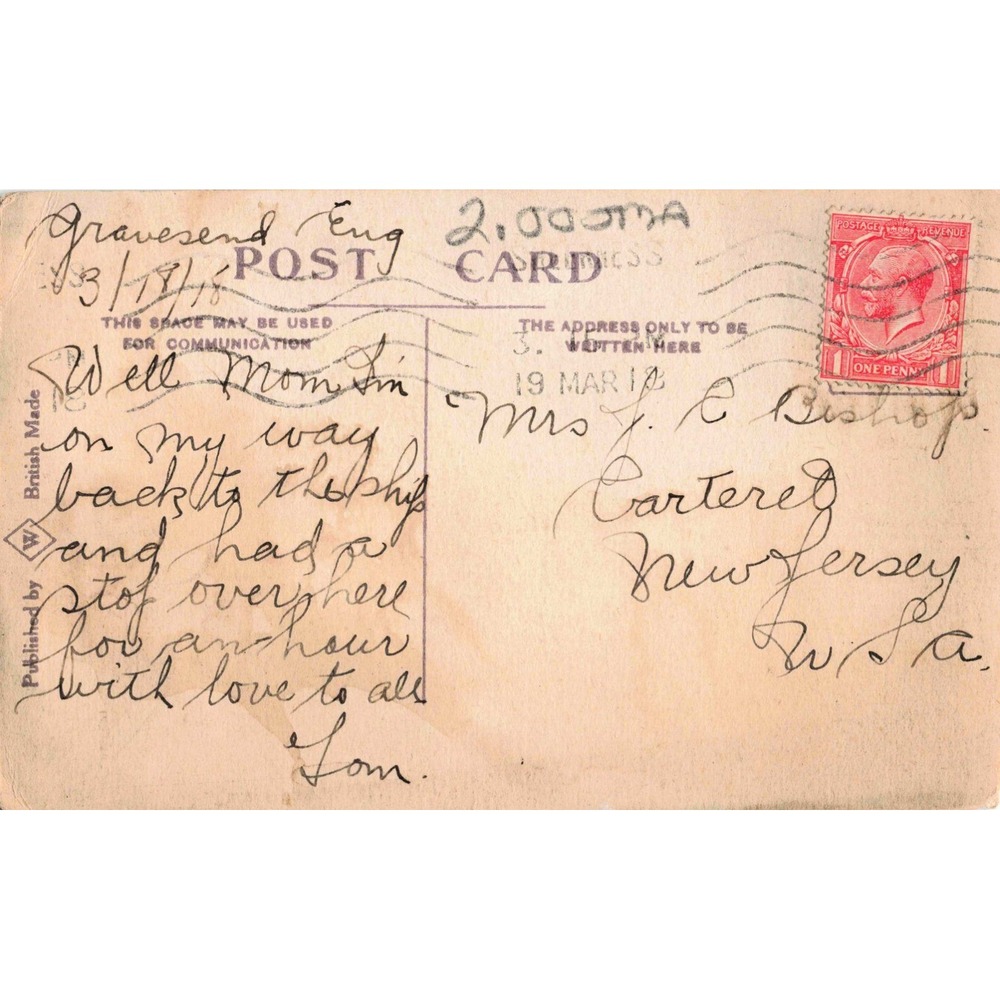 Gravesend Kent England Old Falcon Hotel River Thames Boats Valentine JV Postcard - Picture 2 of 2